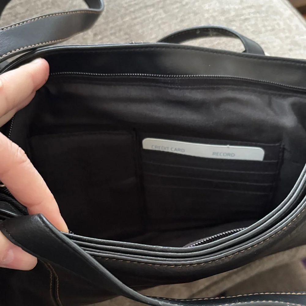 Stylish Black Leather Men's Women’s Unisex Leather Purse Handbag Bag